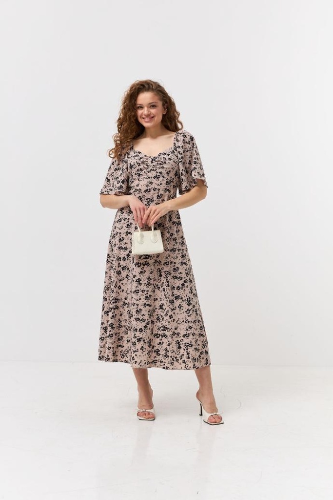 Midi dress with draping