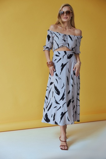 Fustă midi semi-evazata