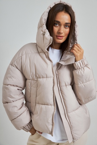 Down jacket cropped with a hood